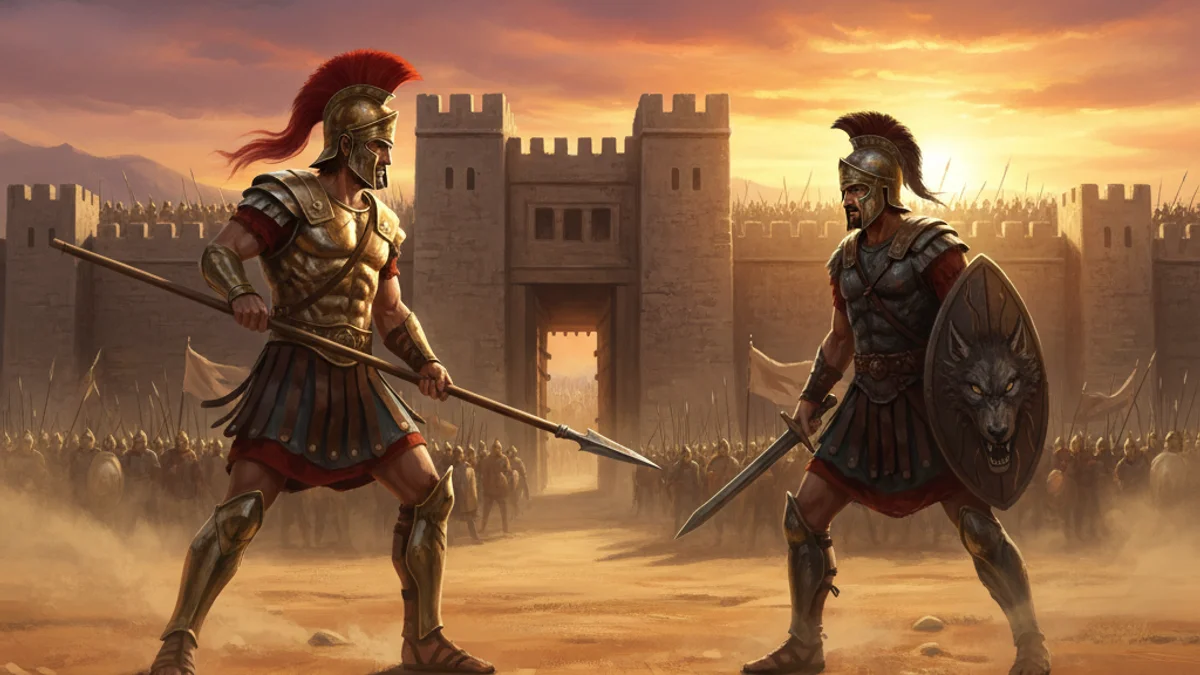 Illustration for Achilles and Hector - a heroes Greek Myths story with moral lessons