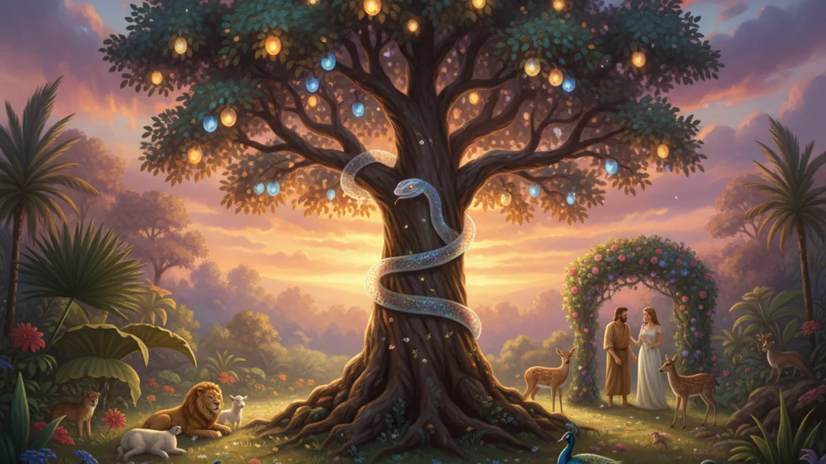 Adam and Eve - Tales from the Torah story illustration from Jewish Folklore