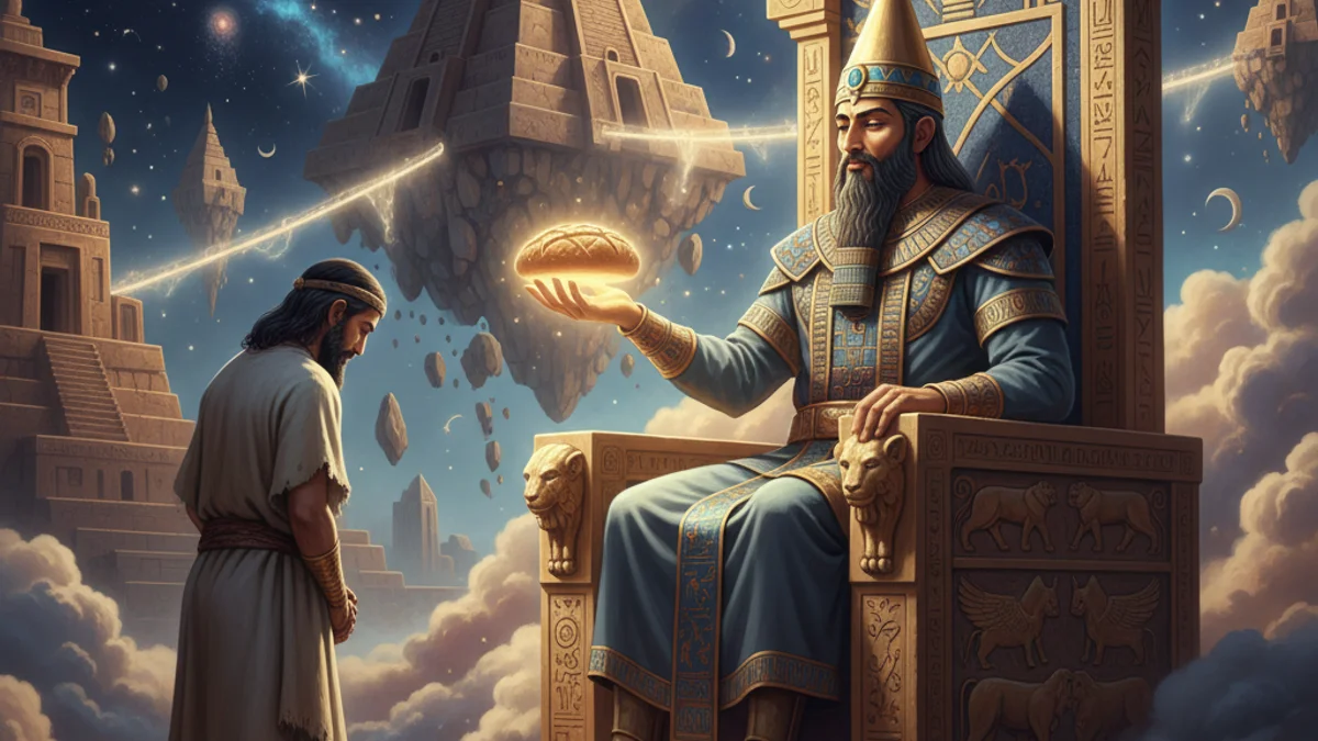 Adapa and the South Wind - Sumerian Gods story illustration from Mesopotamian Mythology