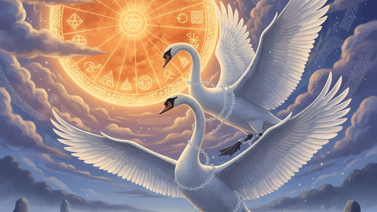 Aengus and the Dream Maiden - Irish Gods and Goddesses story illustration from Celtic Myths