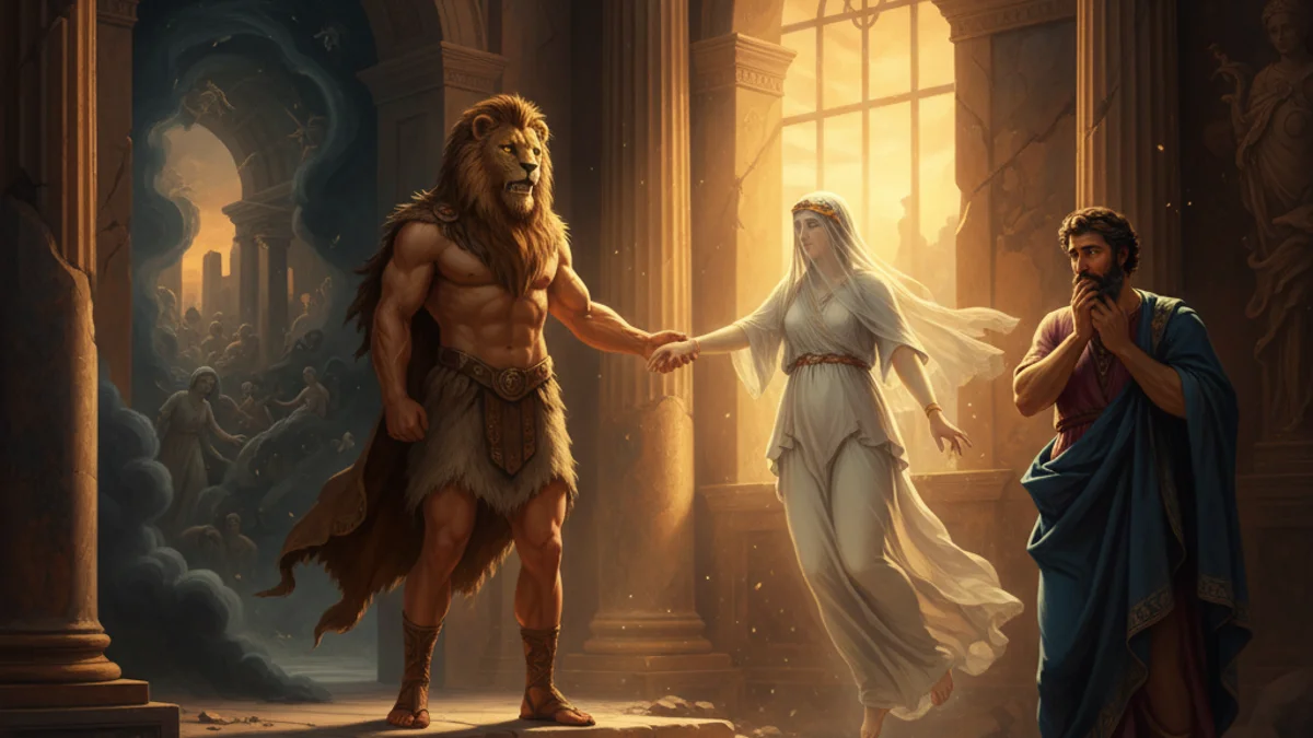 Illustration for Alcestis and Admetus - a famous myths Greek Myths story with moral lessons