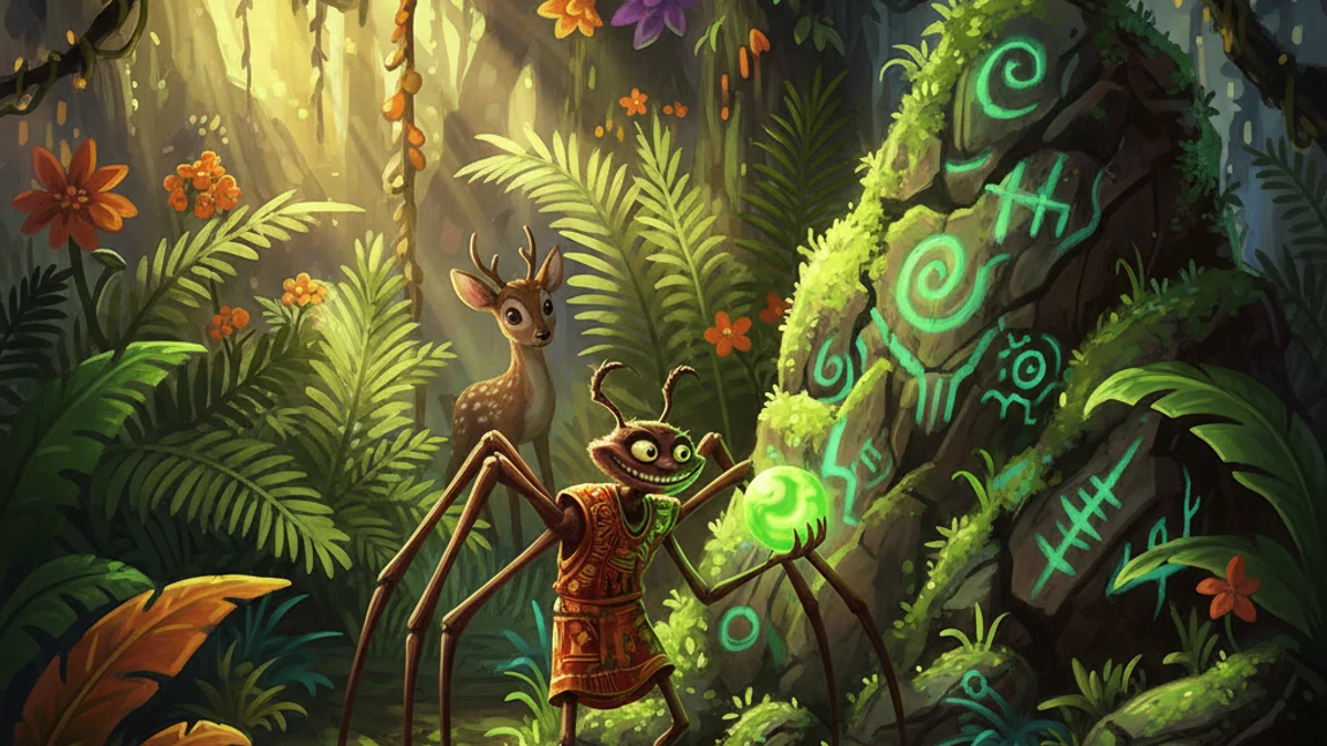 Anansi and the Moss-Covered Rock - Trickster Tales story illustration from African Folktales