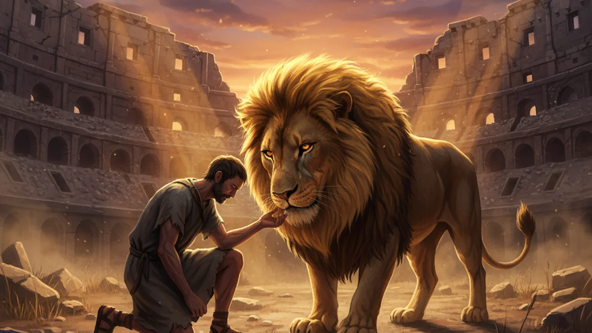 Androcles and the Lion - Aesop's Fables Extended story illustration from Moral Fables