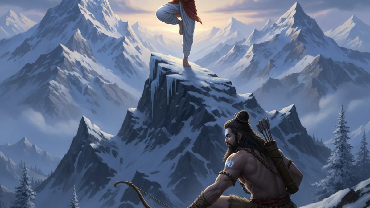 Illustration for Arjuna's Penance - a stories from the mahabharata Hindu Epics story with moral lessons