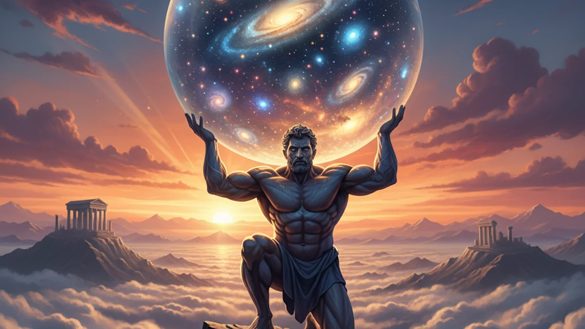 Illustration for Atlas and the Heavens - a titans Greek Myths story with moral lessons