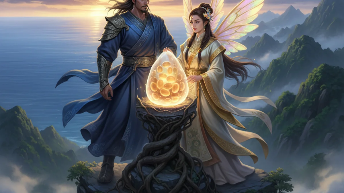 Au Co and Lac Long Quan - Origin Legends story illustration from Vietnamese Folklore