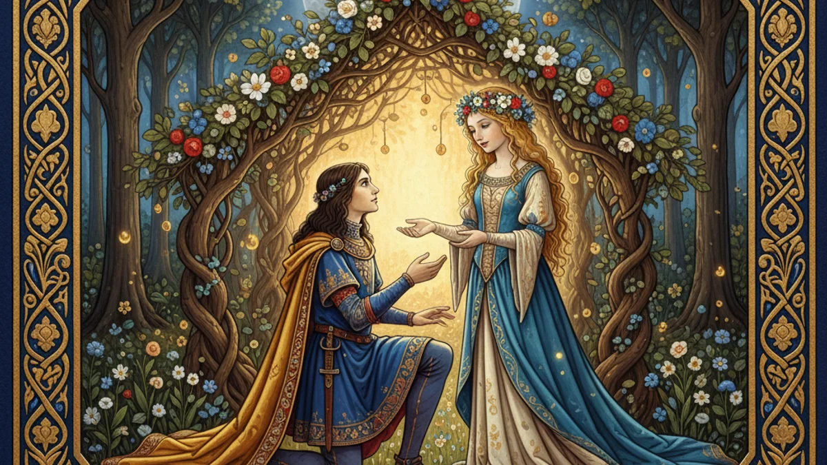 Aucassin and Nicolette - Troubadour Stories story illustration from Medieval Tales