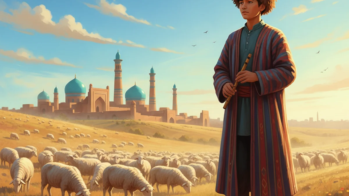 Avaz the Shepherd - Uzbek Tales story illustration from Central Asian Folklore