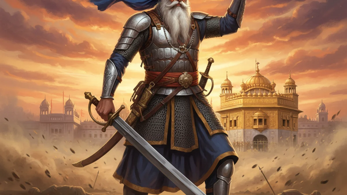 Illustration for Baba Deep Singh's Final Battle - a tales of devotion and sacrifice Sikh Saakhis story with moral lessons