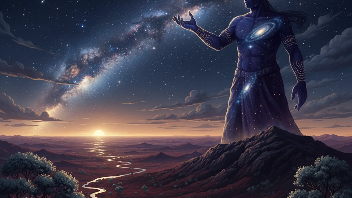 Baiame the Creator - Dreamtime Stories story illustration from Australian Aboriginal