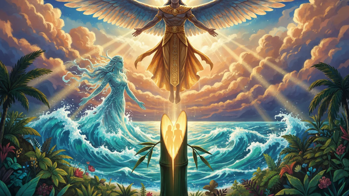 Illustration for Bathala Creates the World - a creation myths Filipino Mythology story with moral lessons