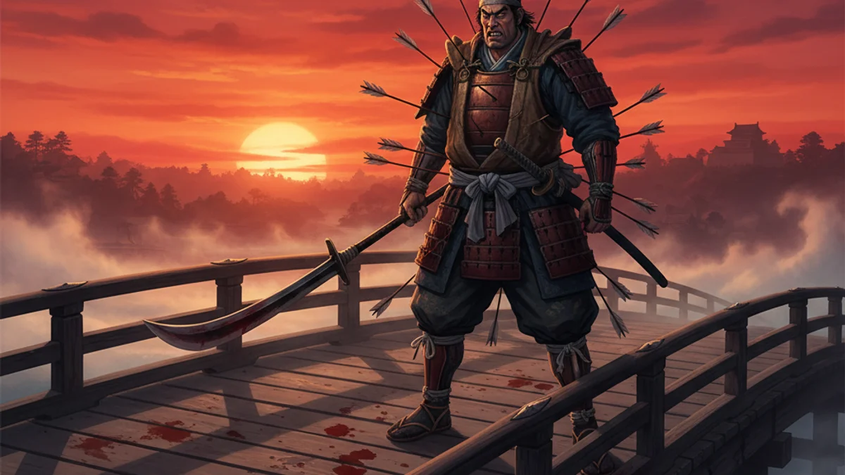 Benkei's Last Stand - Samurai Heroism story illustration from Japanese Samurai Legends