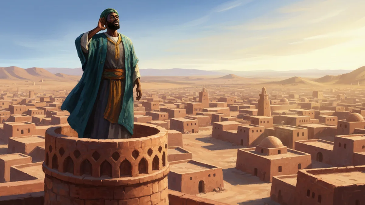 Bilal and the Call to Prayer - Companions story illustration from Islamic Tales