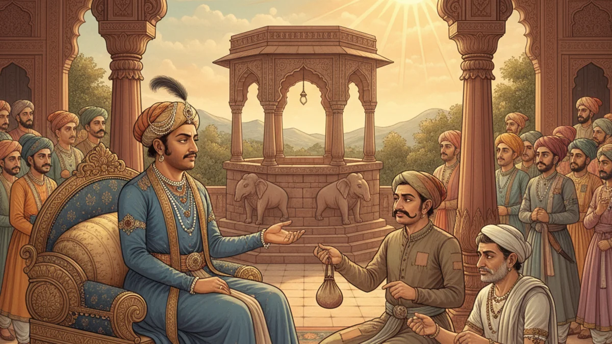 Illustration for Birbal and the Farmer - a birbal and akbar tales Indian Story Collections story with moral lessons