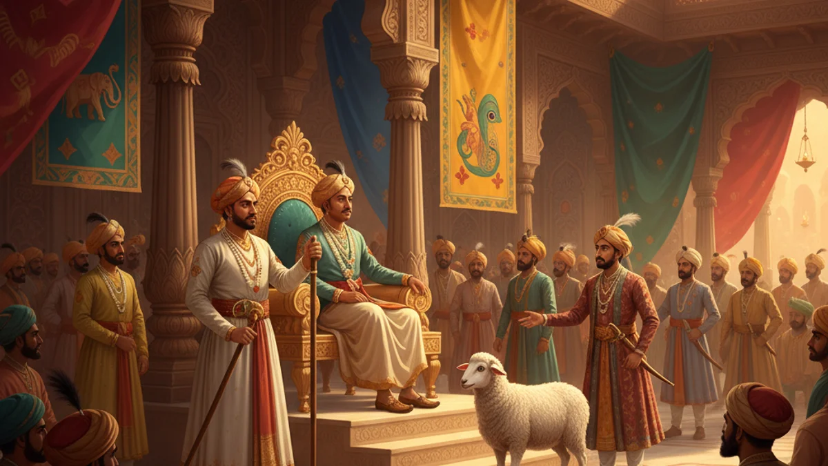 Birbal and the Three Questions - Birbal and Akbar Tales story illustration from Indian Story Collections