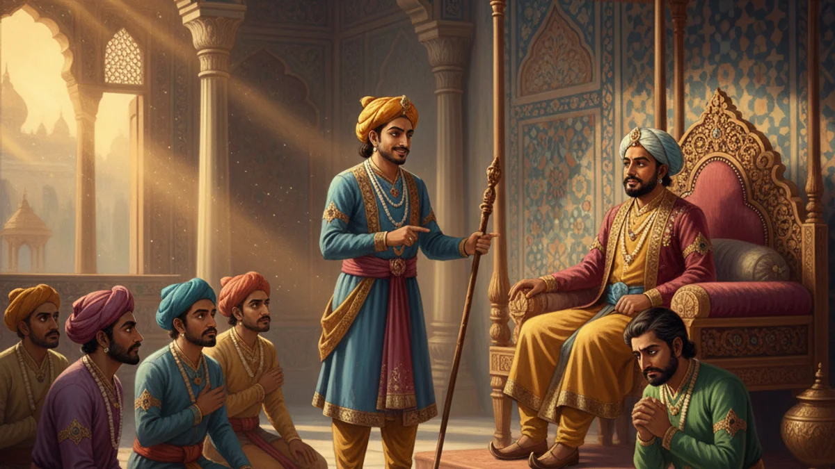 Illustration for Birbal Catches the Thief - a birbal and akbar tales Indian Story Collections story with moral lessons