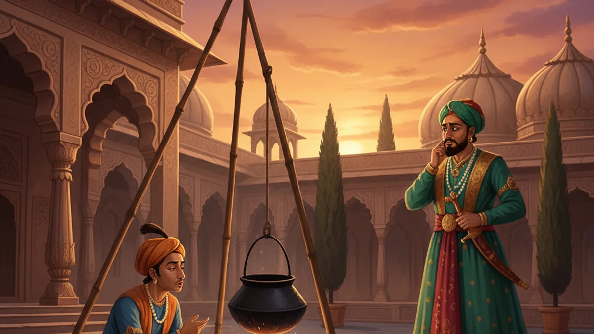 Birbal's Khichdi - Birbal and Akbar Tales story illustration from Indian Story Collections