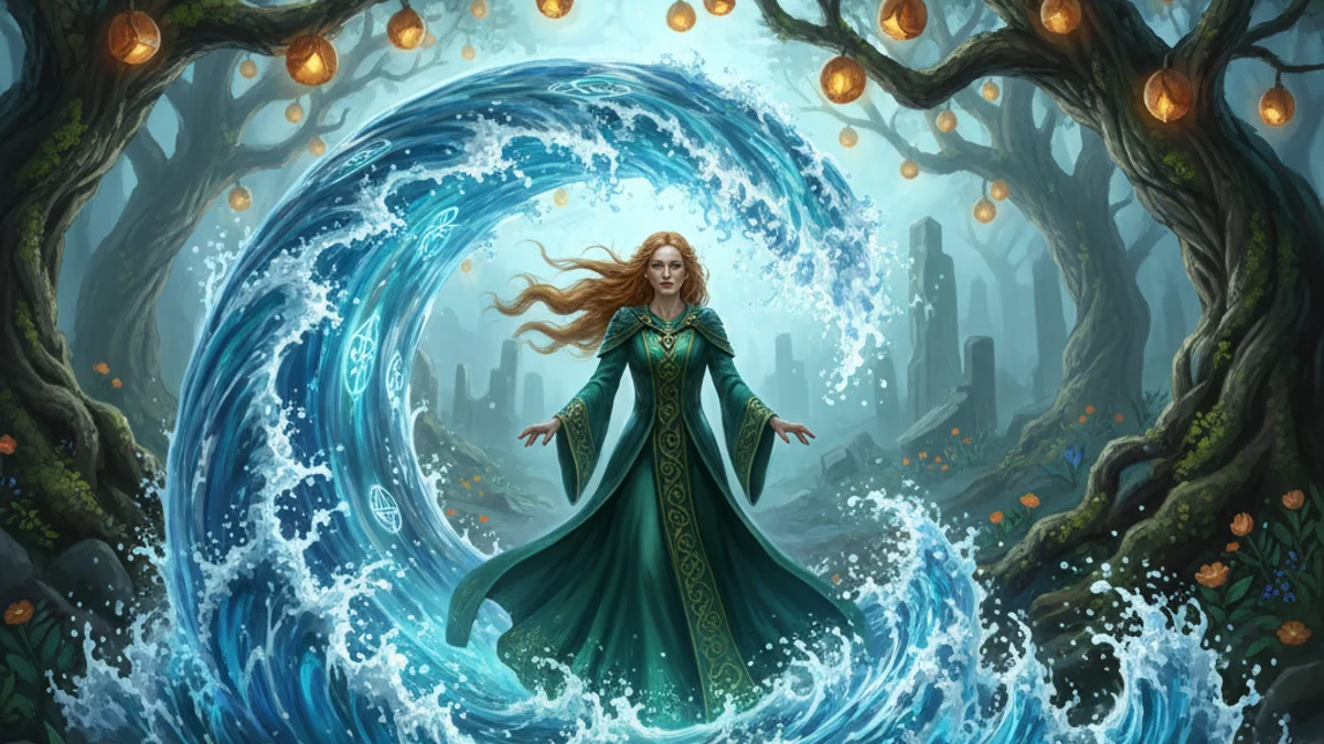 Boann and the Boyne - Irish Gods and Goddesses story illustration from Celtic Myths