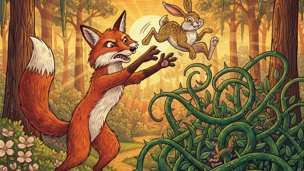 Br'er Rabbit and the Briar Patch - Br'er Rabbit Tales story illustration from African-American Folklore