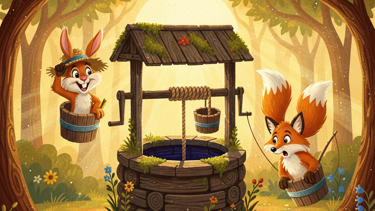 Illustration for Br'er Rabbit and the Well - a br'er rabbit tales African-American Folklore story with moral lessons