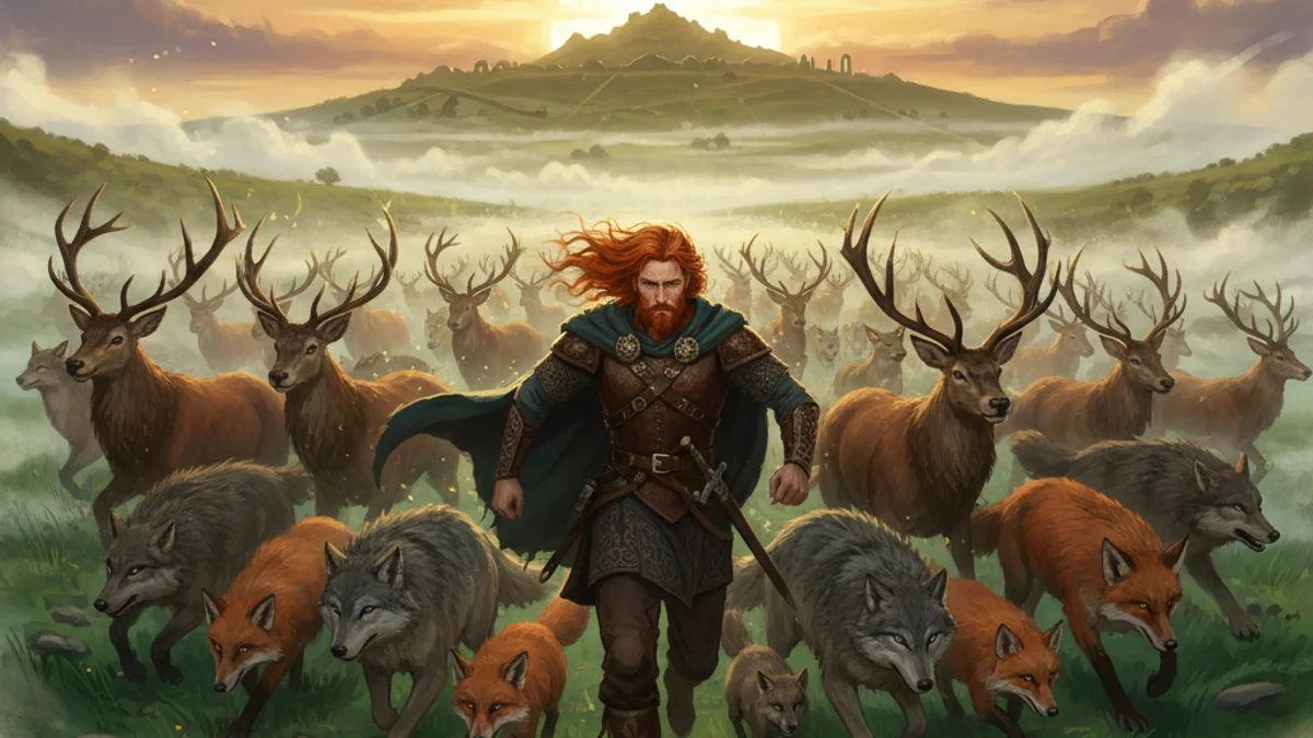 Caoilte's Speed - Fenian Cycle story illustration from Irish Legendary Cycles