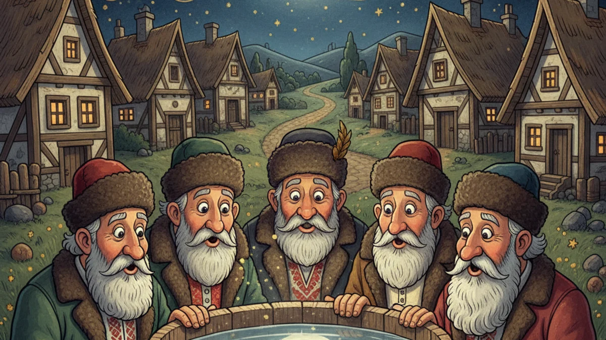 Chelm Captures the Moon - Fools of Chelm story illustration from Jewish Folklore