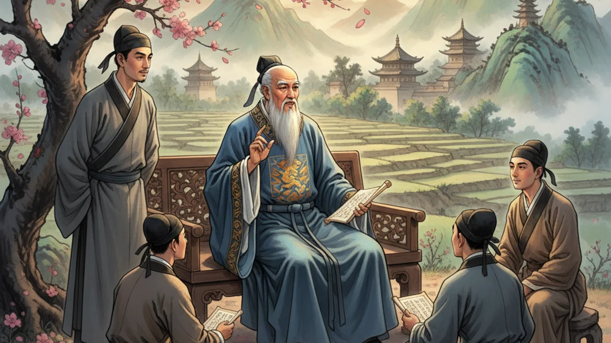 Illustration for Confucius and His Disciples - a confucian teachings Stories of Famous Philosophers story with moral lessons