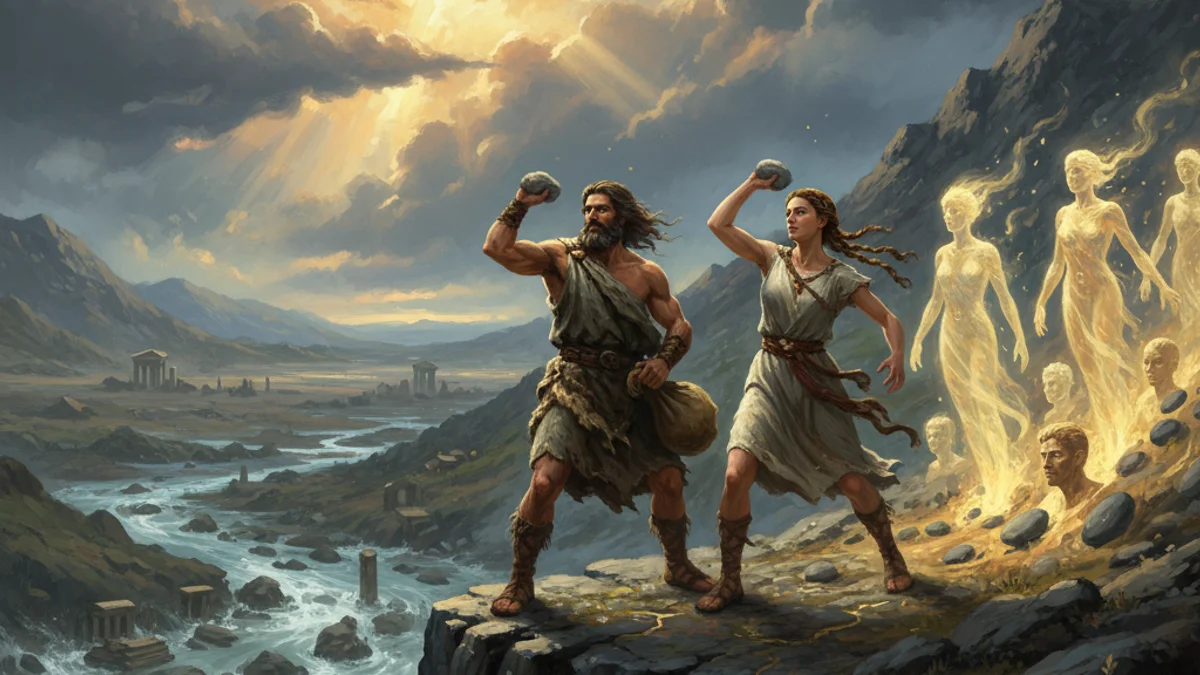 Deucalion's Flood - Flood Myths story illustration from Cross-Cultural Themes