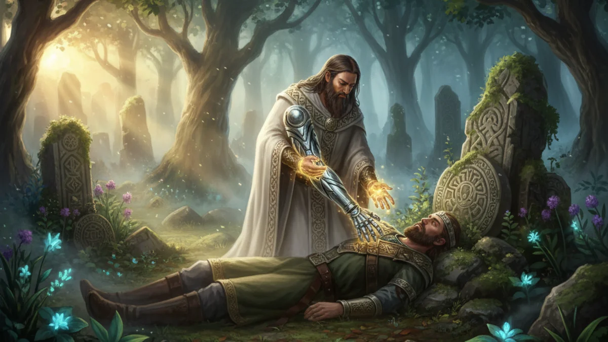 Dian Cécht the Healer - Irish Gods and Goddesses story illustration from Celtic Myths