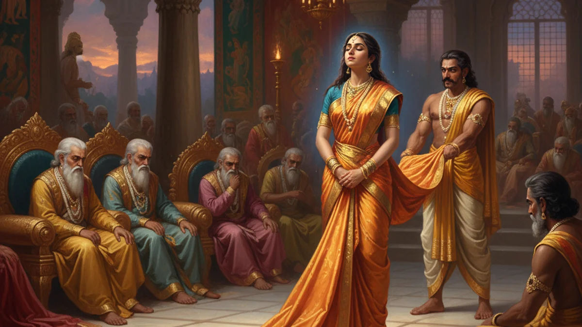 Illustration for Draupadi's Humiliation - a stories from the mahabharata Hindu Epics story with moral lessons