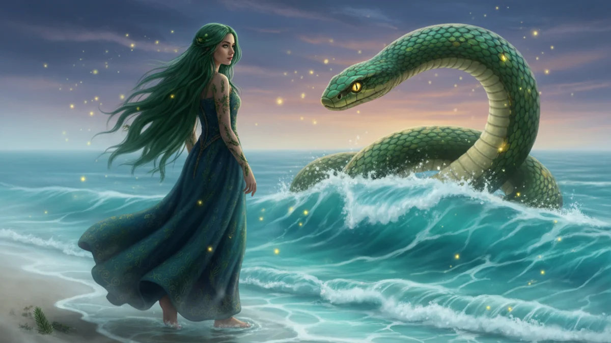 Egle Queen of Serpents - Lithuanian Legends story illustration from Baltic Mythology