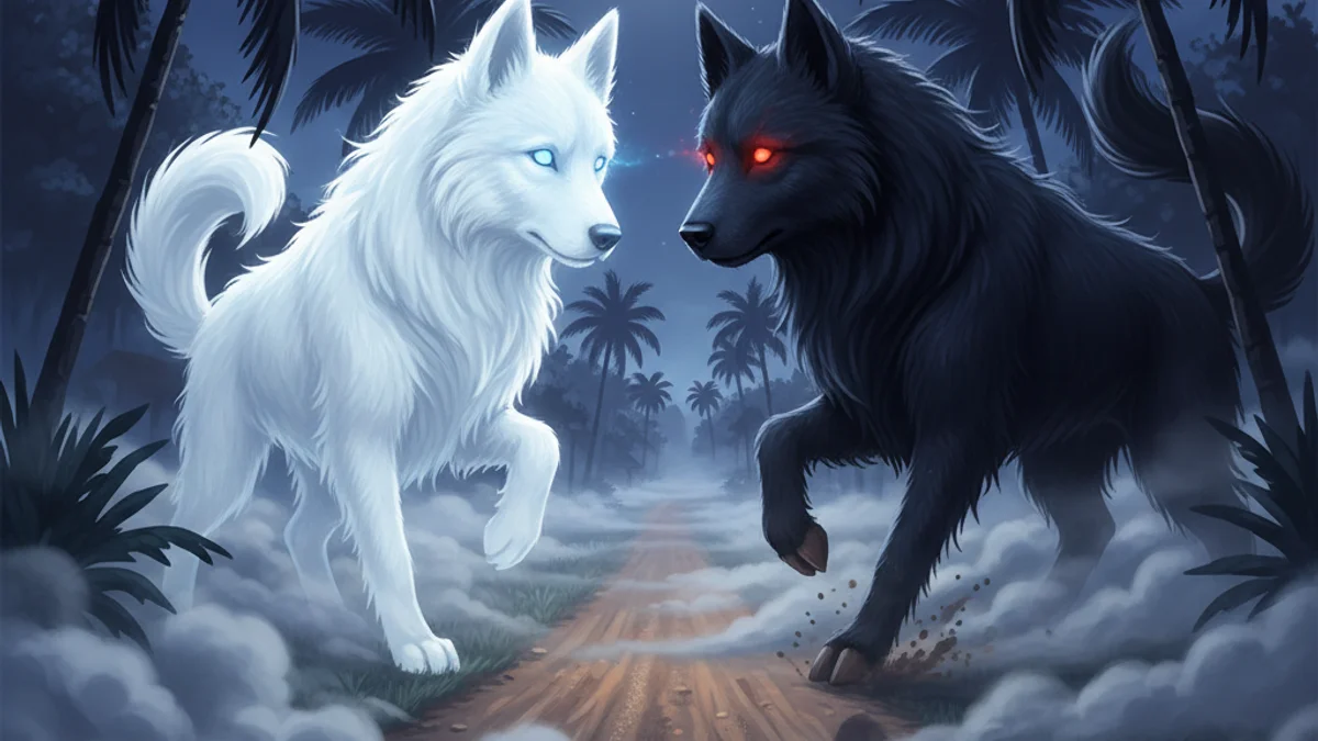 El Cadejo - Mythical Creatures story illustration from Latin American Folklore