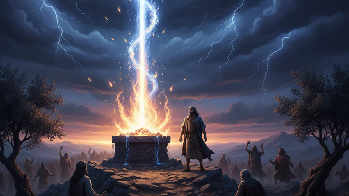 Elijah and the Prophets of Baal - Tales from the Torah story illustration from Jewish Folklore