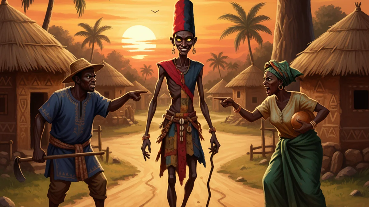 Eshu the Trickster God - Orishas and Gods story illustration from African Mythology