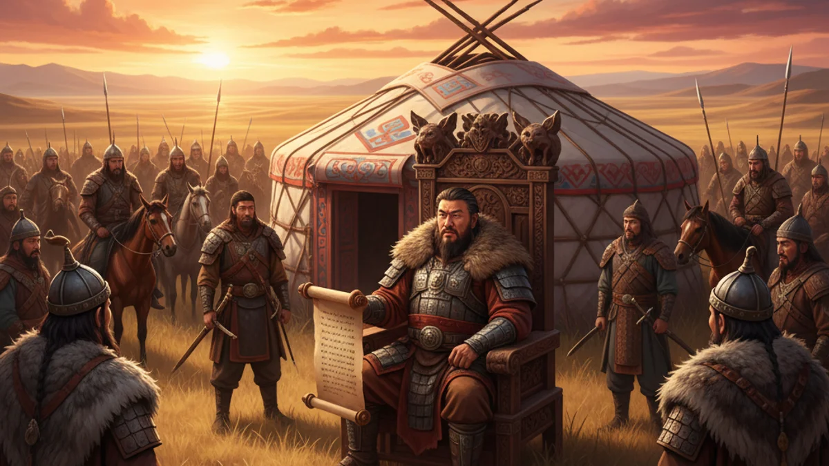 Genghis Khan's Laws - Folklore of Genghis Khan story illustration from Mongolian Epics