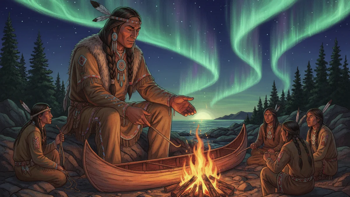Illustration for Glooscap the Teacher - a tribal tales of heroism Native American Legends story with moral lessons
