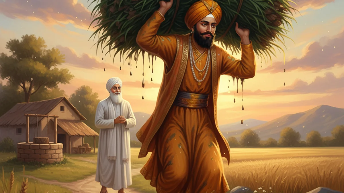 Guru Angad's Humility - Stories of Sikh Gurus story illustration from Sikh Saakhis