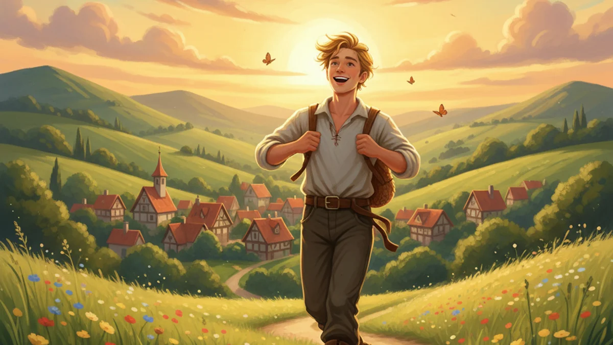 Illustration for Hans in Luck - a brothers grimm stories European Folklore story with moral lessons