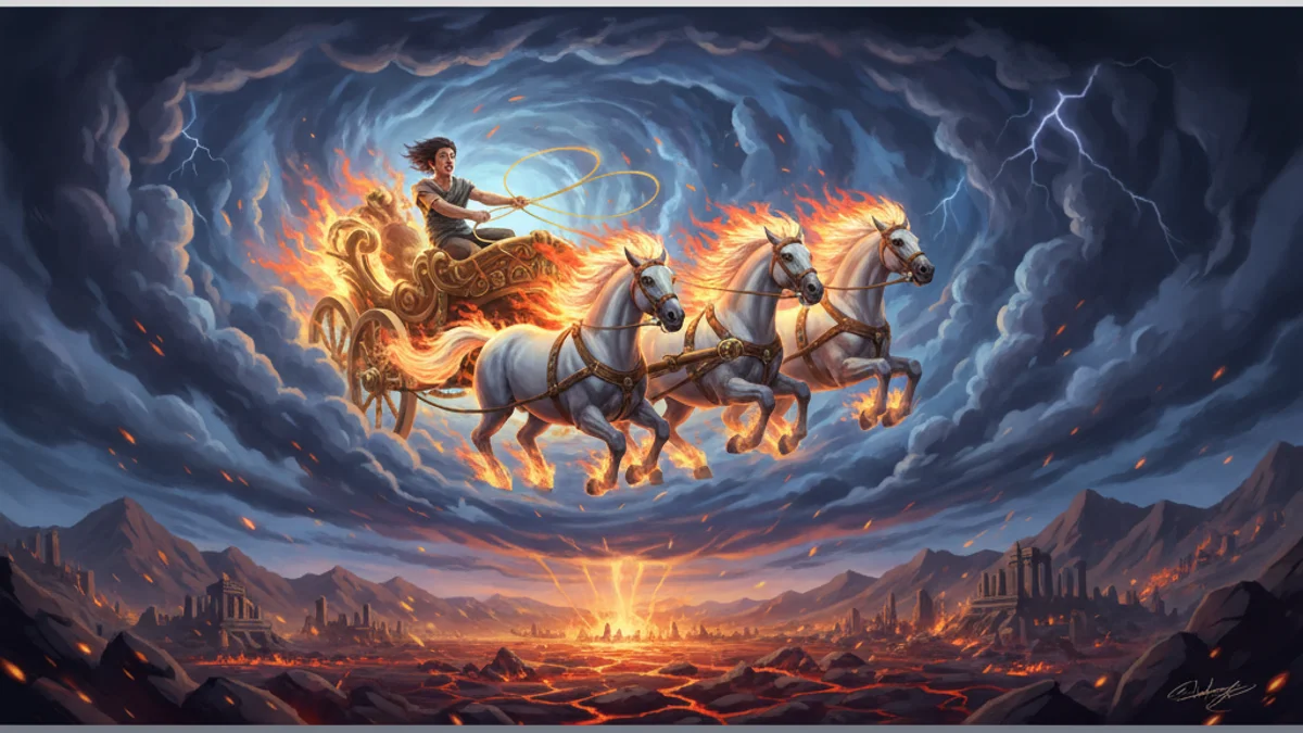 Illustration for Helios and Phaethon - a titans Greek Myths story with moral lessons