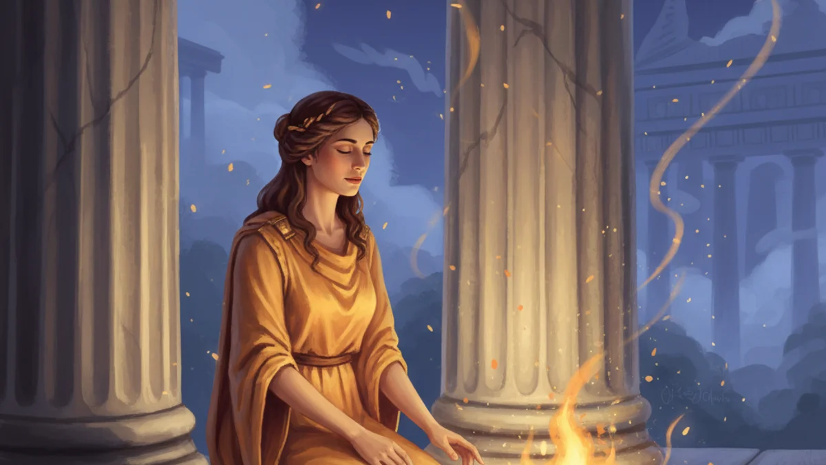 Illustration for Hestia and the Hearth - a olympian gods Greek Myths story with moral lessons