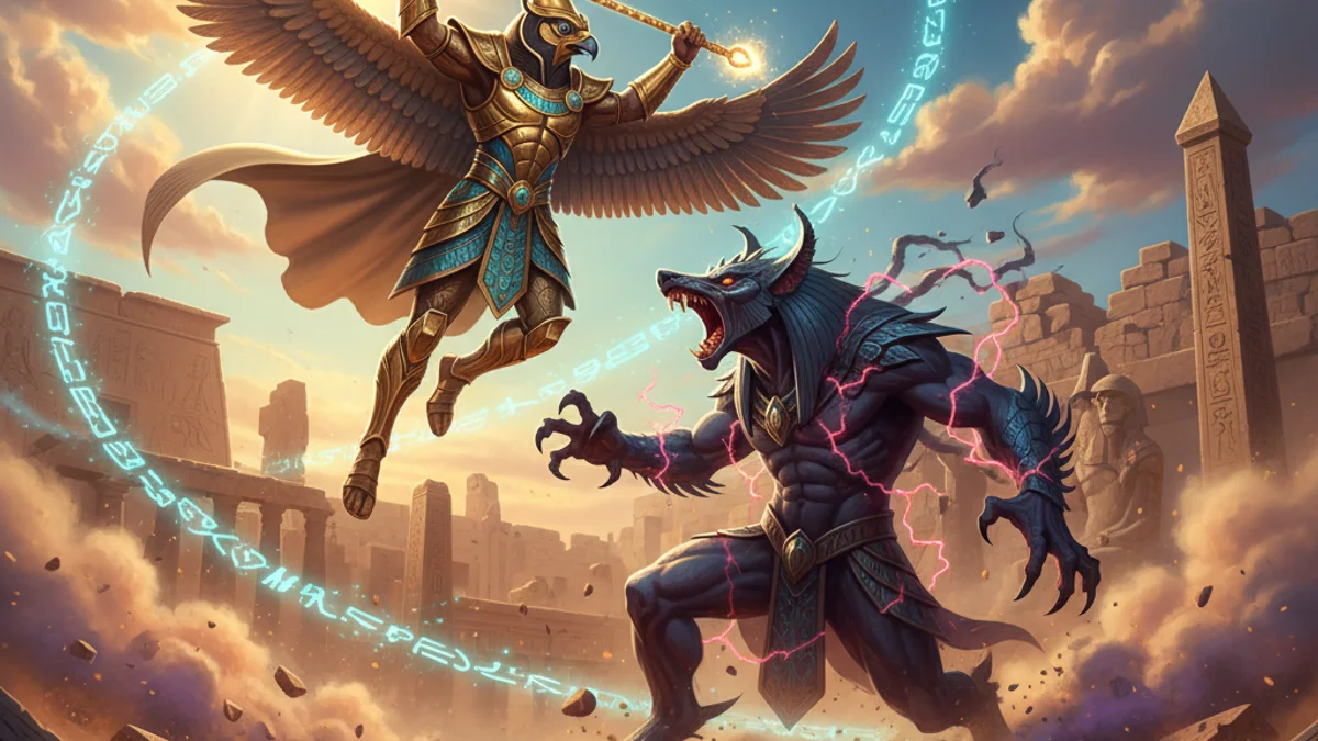 Horus the Avenger - Gods and Goddesses story illustration from Egyptian Mythology
