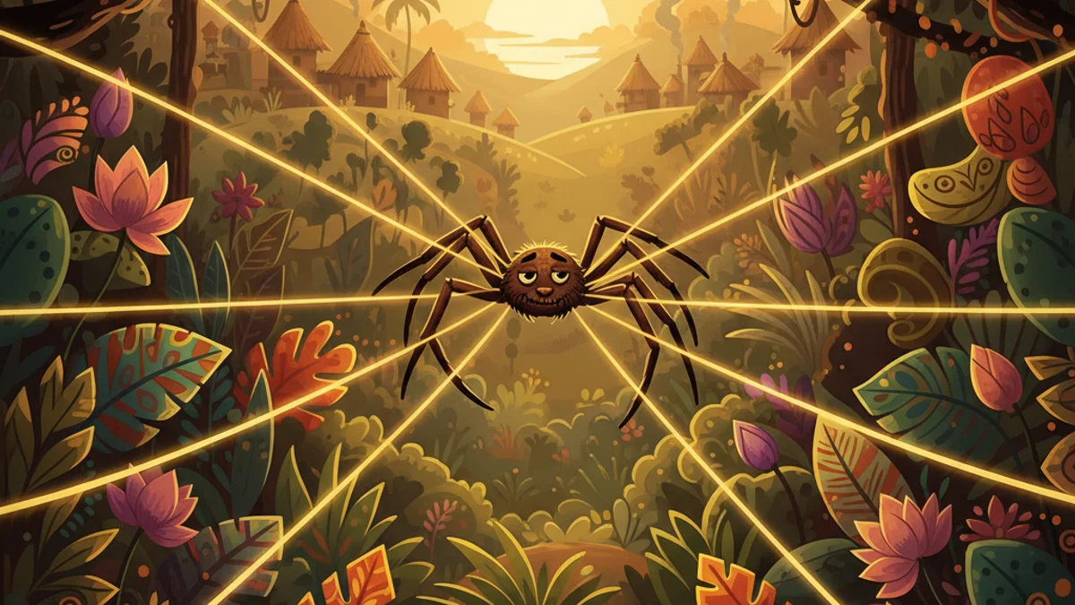 How Anansi Got Eight Thin Legs - Trickster Tales story illustration from African Folktales
