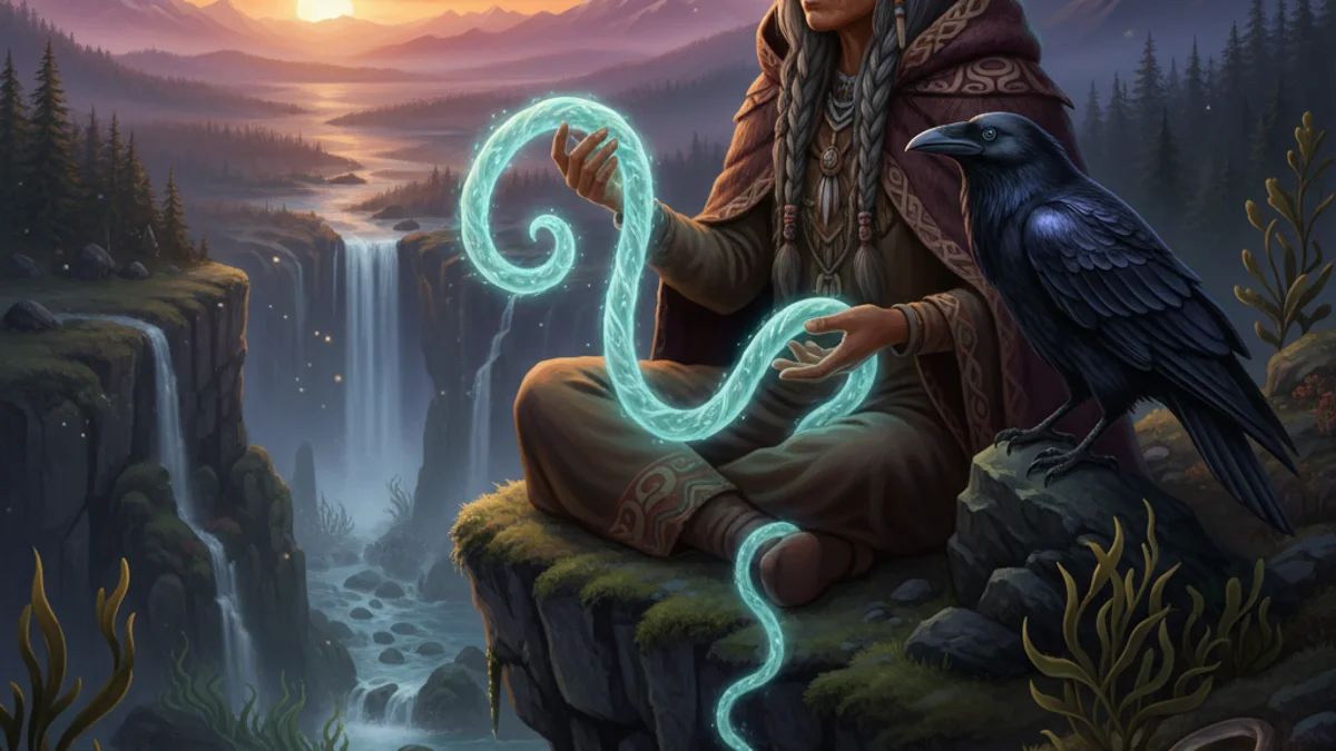 How Raven Made the Tides - Animal Myths story illustration from Native American Legends