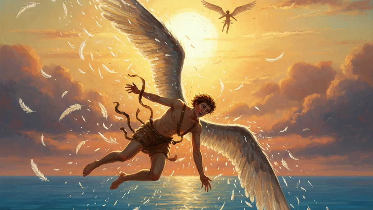 Illustration for Icarus and Daedalus - a famous myths Greek Myths story with moral lessons