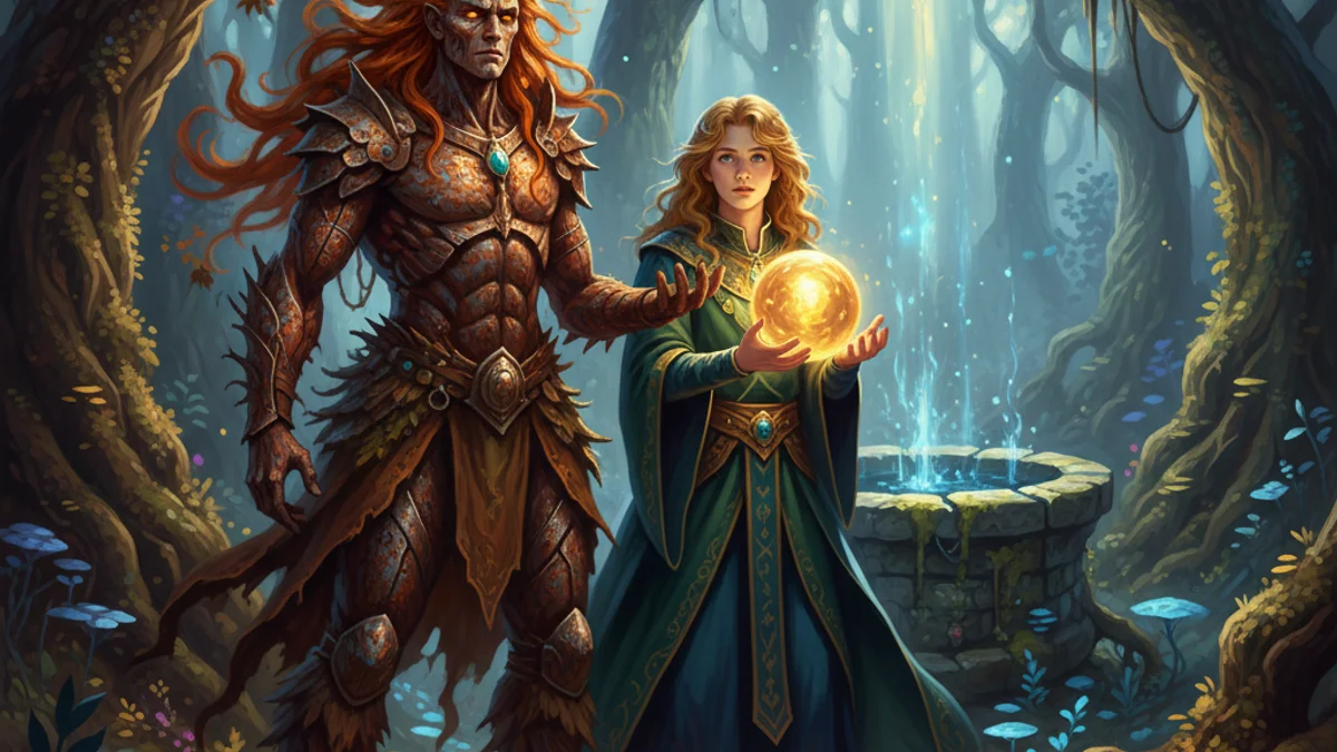 Iron Hans - Brothers Grimm Stories story illustration from European Folklore