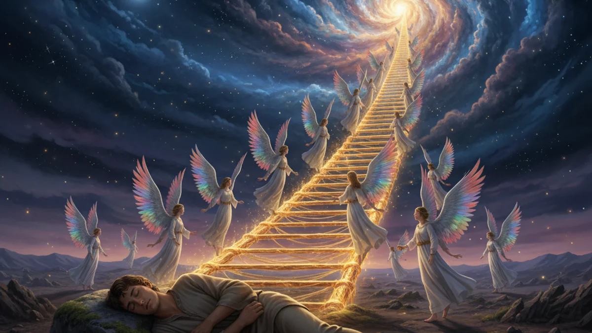 Jacob's Ladder - Tales from the Torah story illustration from Jewish Folklore