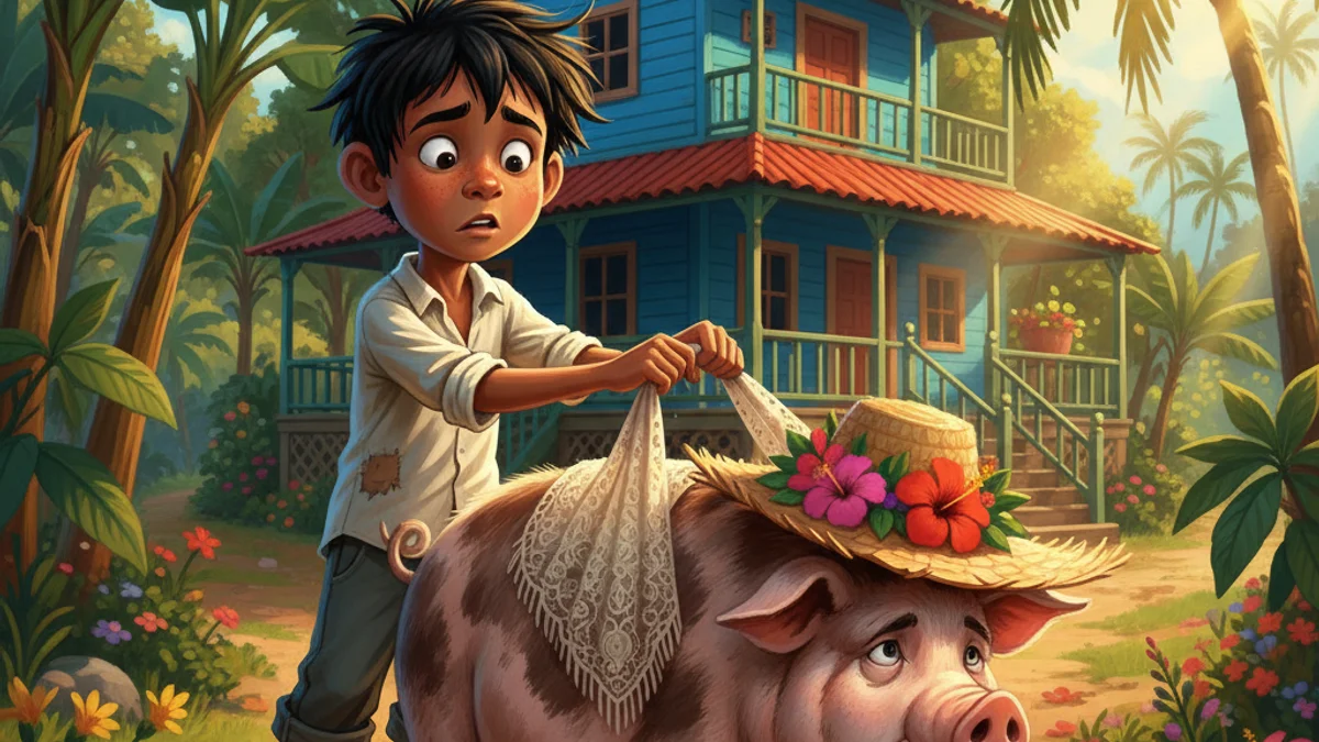 Juan Bobo Tales - Trickster Tales story illustration from Latin American Folklore