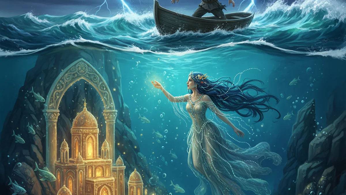 Jurate and Kastytis - Lithuanian Legends story illustration from Baltic Mythology