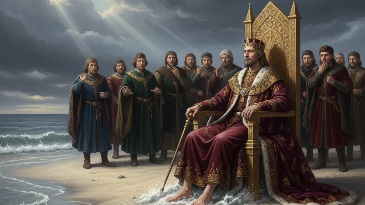 King Canute and the Waves - Additional Figures story illustration from Tales of Historical Figures