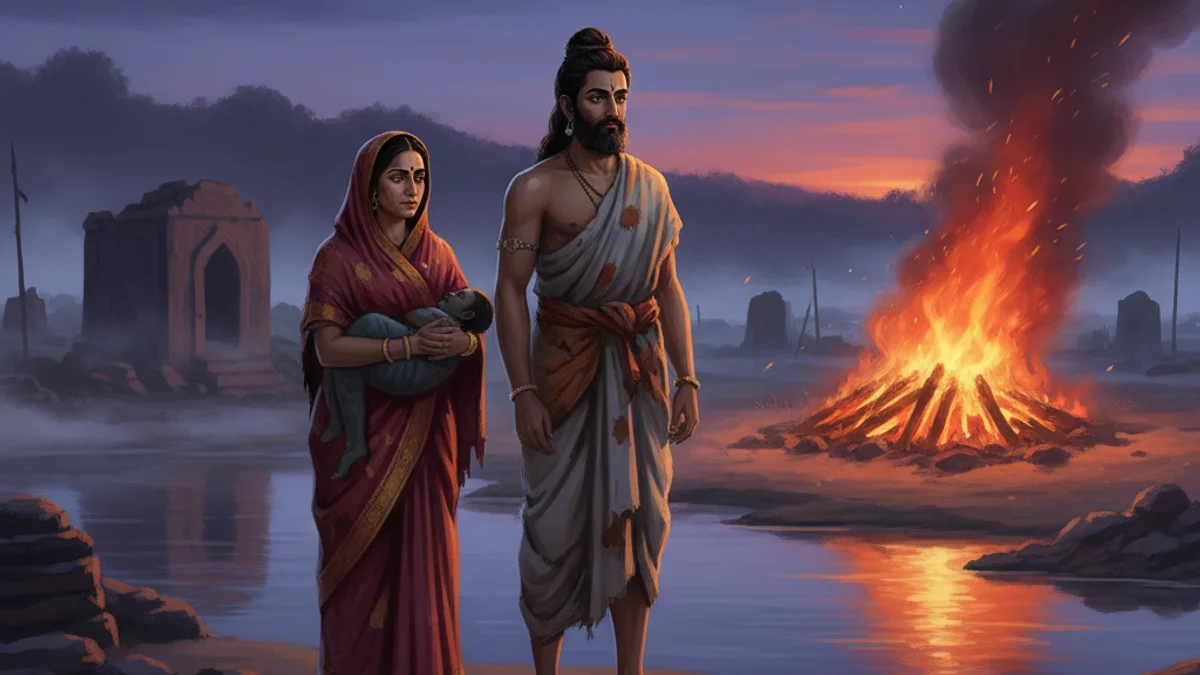 Illustration for King Harishchandra - a additional stories Hindu Epics story with moral lessons